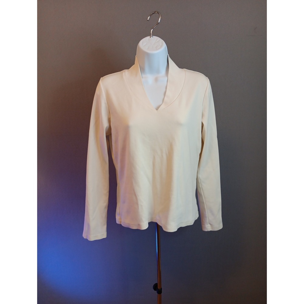Liz Claiborne Cream V-Neck Long Sleeve Sweater